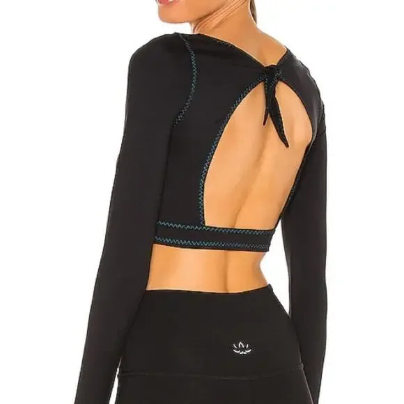 NWT Free People FP Movement Very Prairie Black Long Sleeve Athletic Top- Size L - Picture 6 of 9